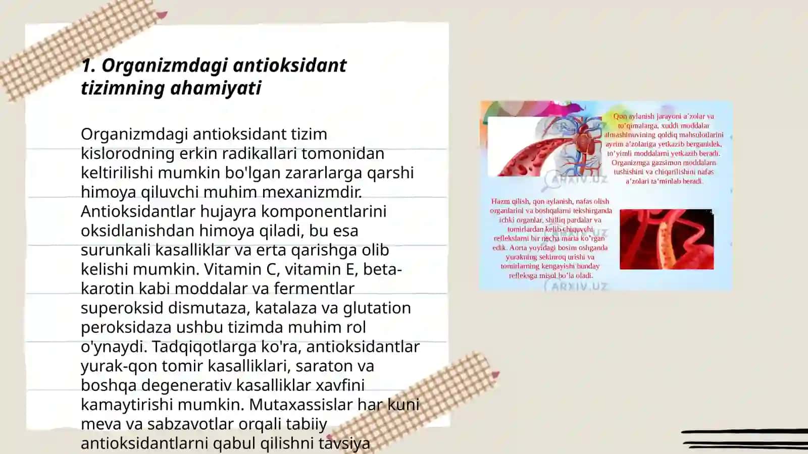 Organizmdagi antioksidant tizim Antioksidant xususiyatga ega boʻlgan vitaminlar 3