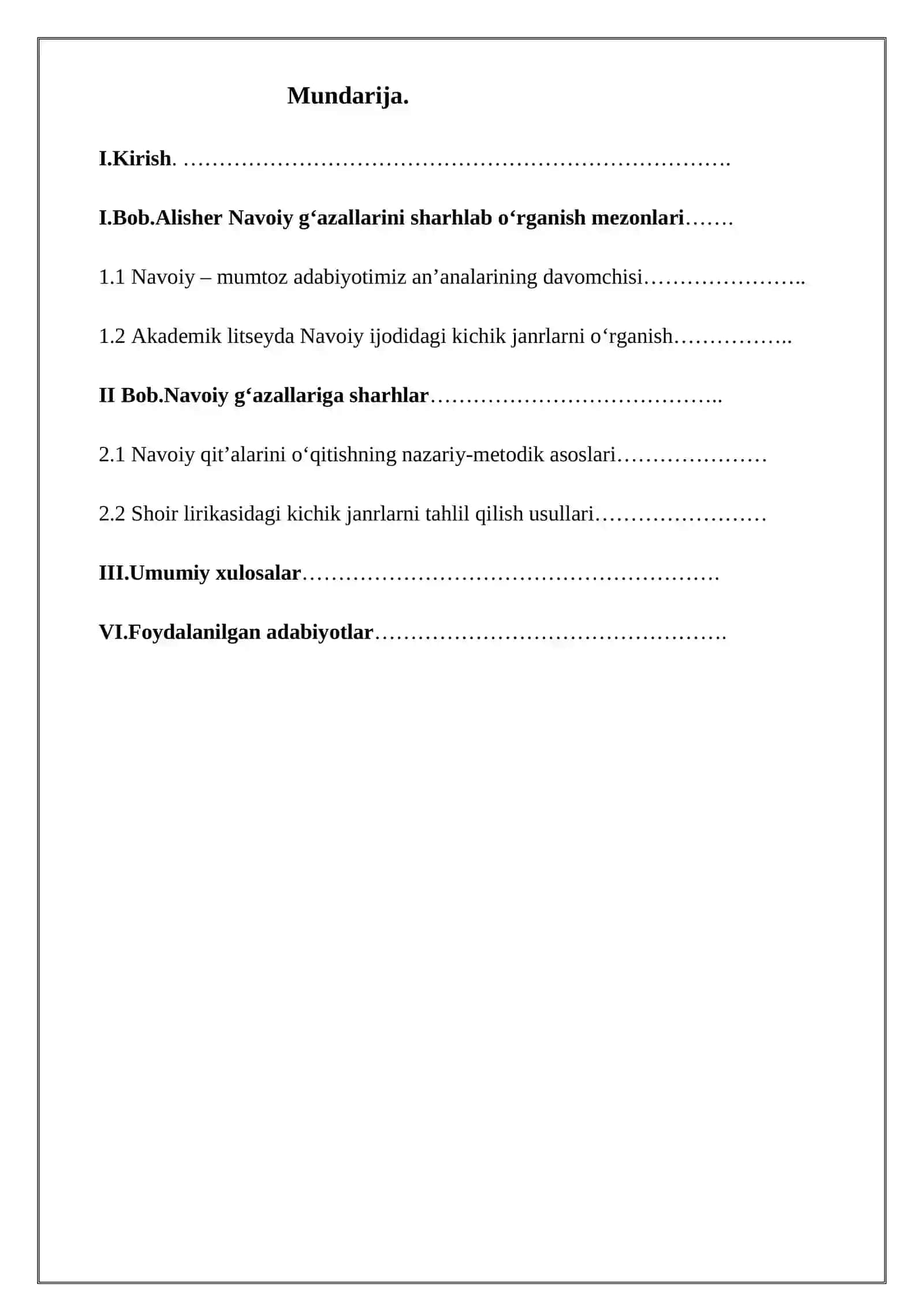 “Akademik litseylarda Navoiy gʻazallarini sharhlab oʻrganish” mavzusidagi KURS ISHI 3