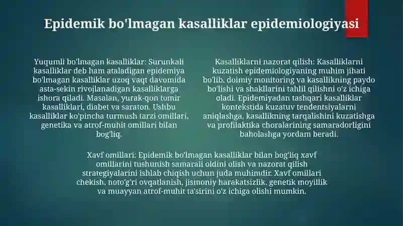 Epidemik BoʻLmagan Kasalliklar OʻRganish Va Tahlil Etish 3