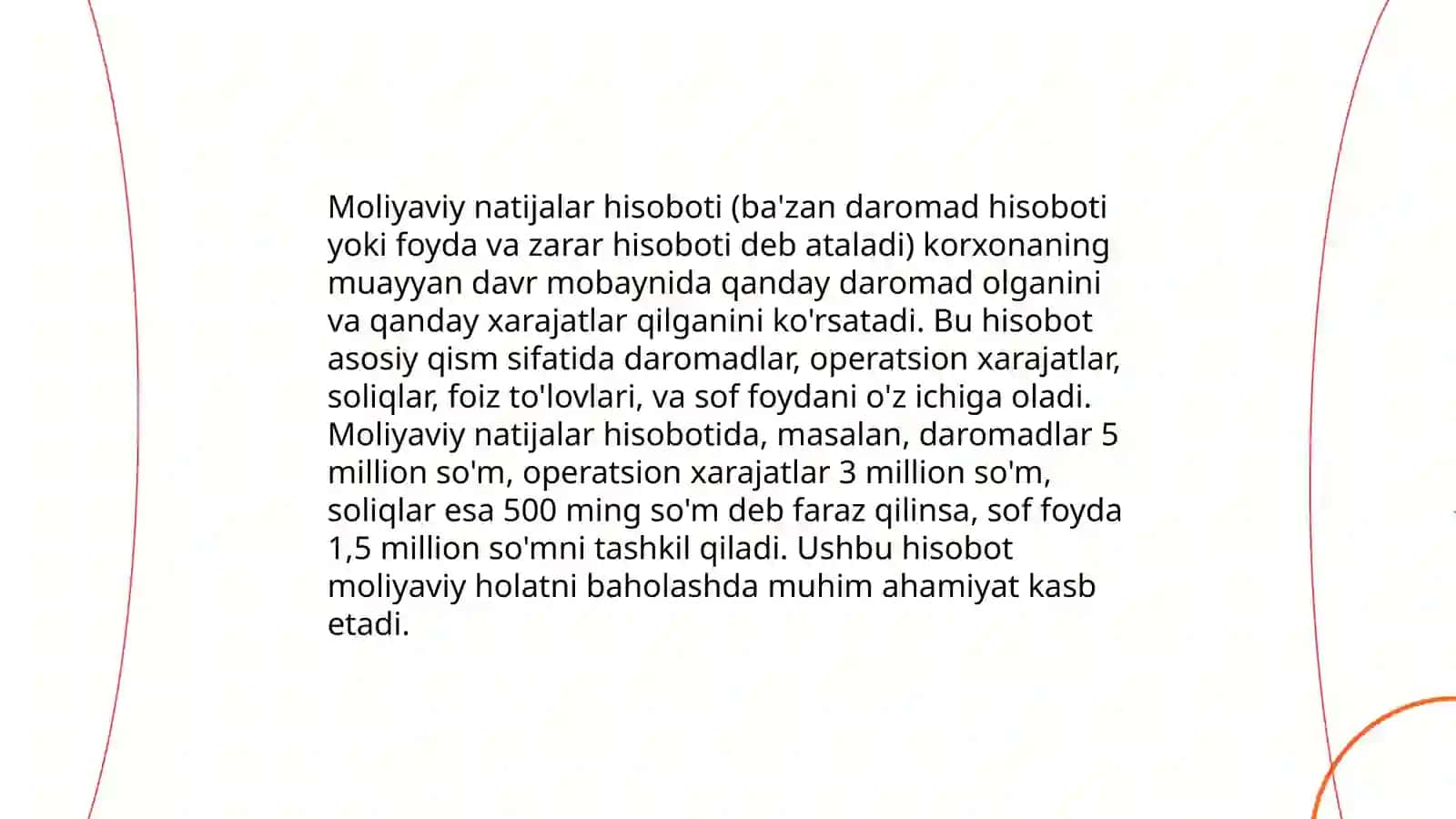 Moliyaviy natijalar to’g’risidagi hisobot tuzish 3