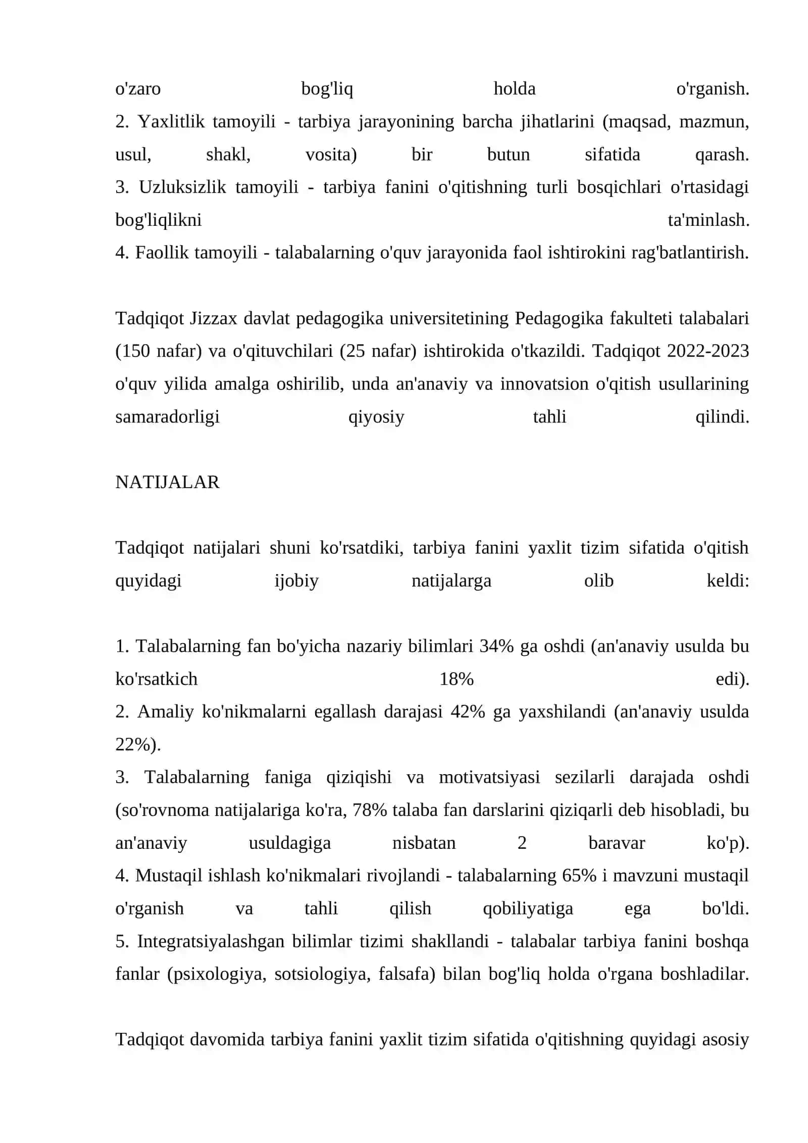 TARBIYA FANINI OQITISH JARAYONI YAXLIT TIZIM SIFATIDA 3