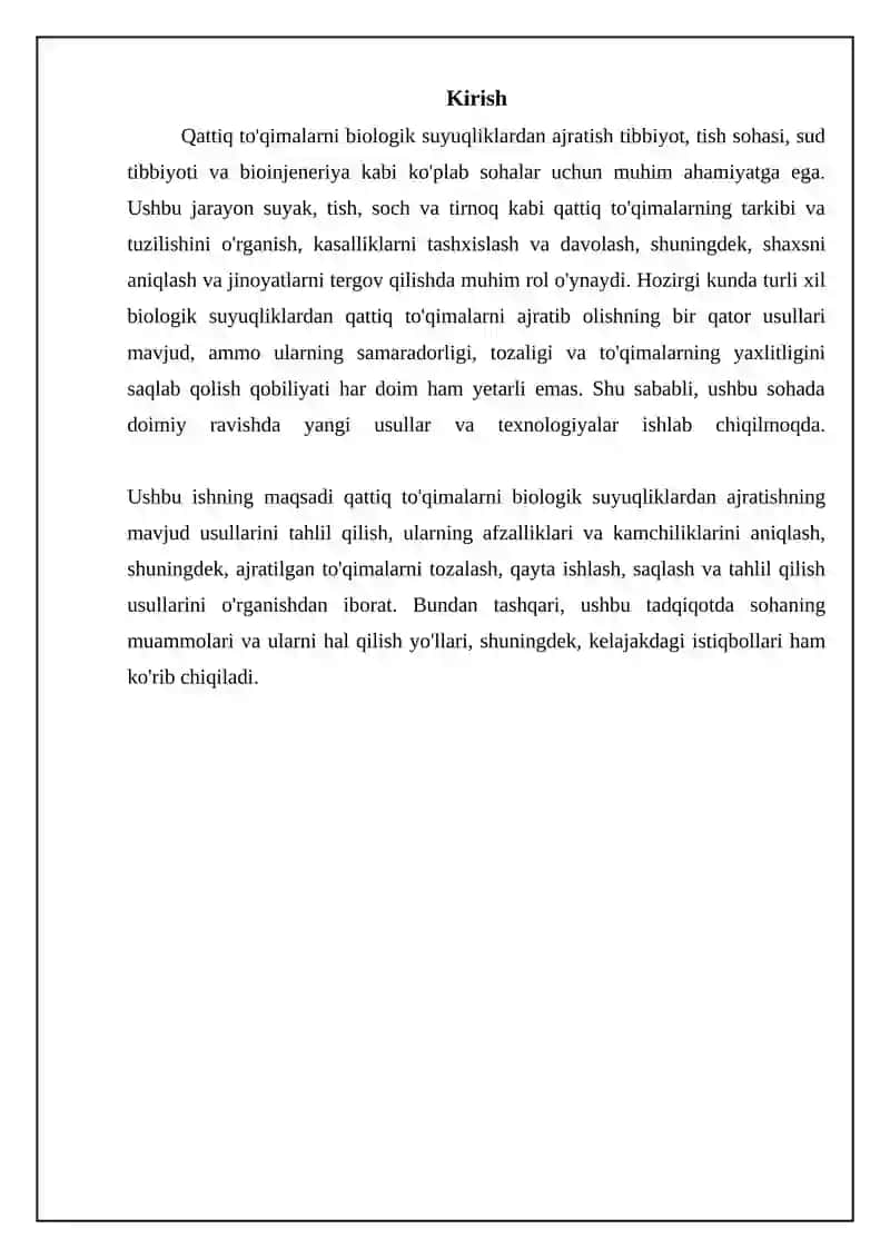Tish qattiq toʻqimasini biologik suyuqliklardan izolatsiya qilish 3
