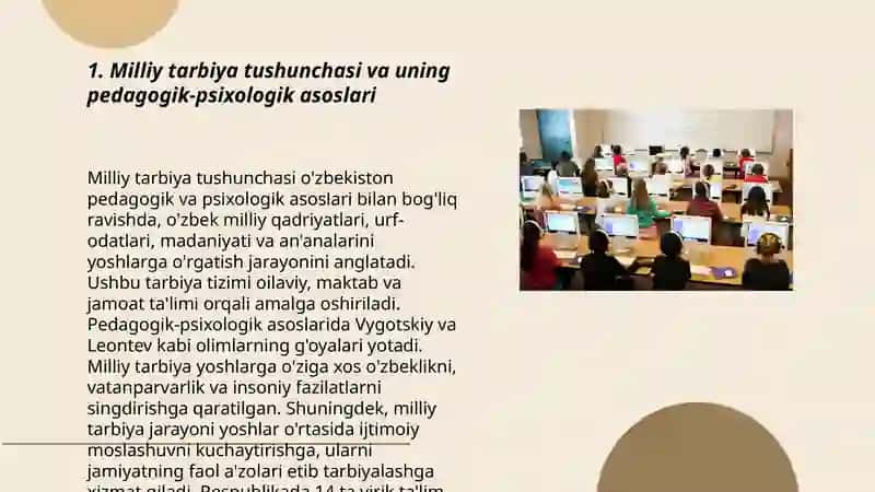 Boʻlajak oʻqituvchilarni milliy tarbiyaning pedagogik psixologik asoslari bilan qurollantirish 3