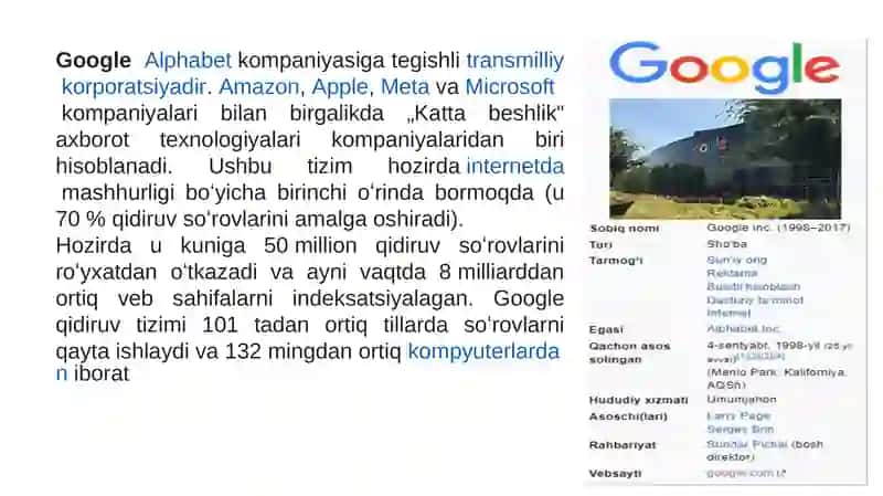Google xizmatlari elektron ta’lim resurslari 3