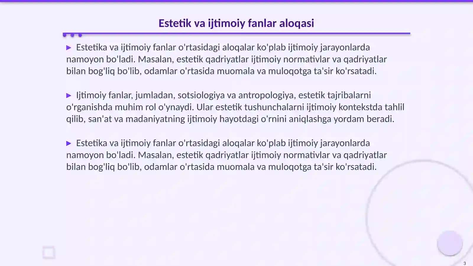 Estetikning ijtimoiy fanlar bilan aloqadorligi 3