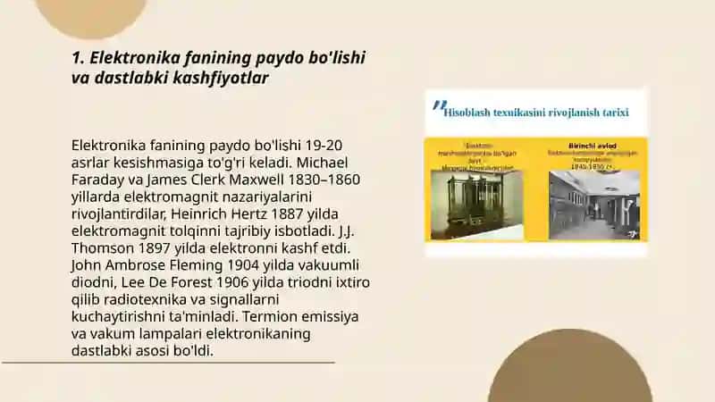 Elektronikaning rivojlanish tarixi, zamonaviy holati va istiqbollari 3