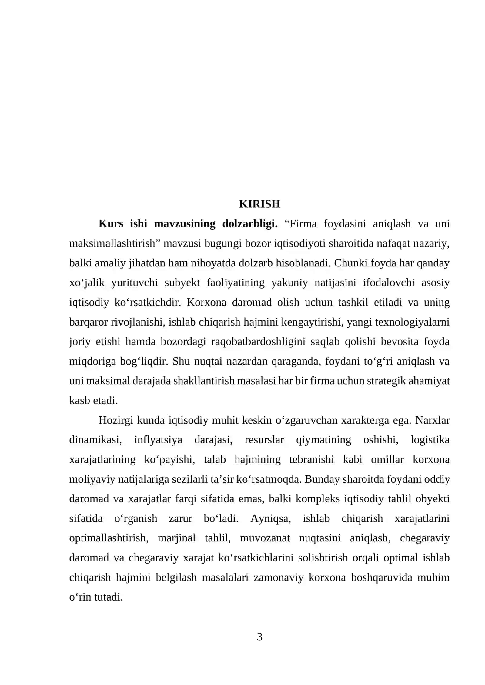 Firma foydasini aniqlash va uni maksimallashtirish 3