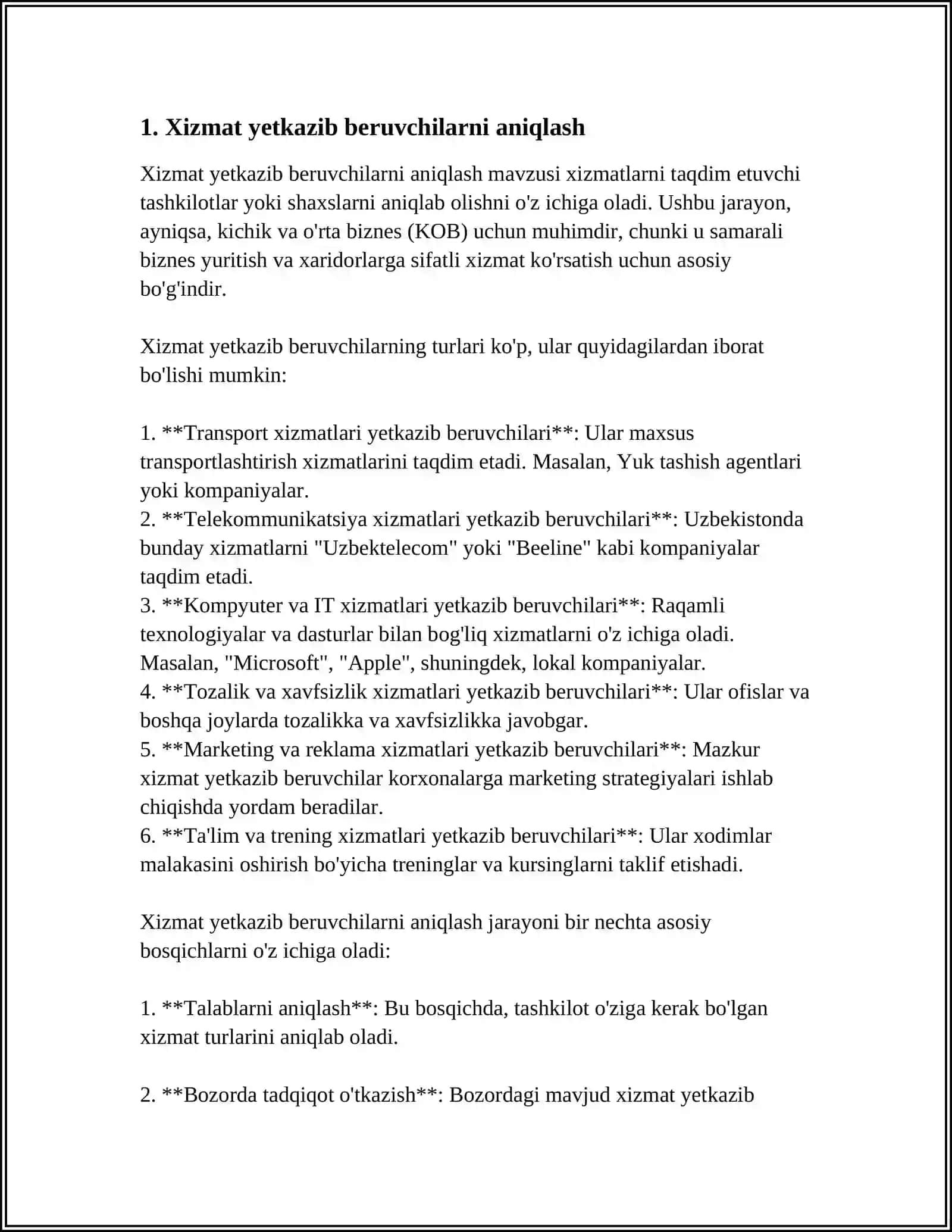 TURIZMDA XIZMAT YETKAZIB BERUVCHILAR BILAN HAMKORLIKNI OʻRNATISH VA SHARTNOMALAR TUZISH 3