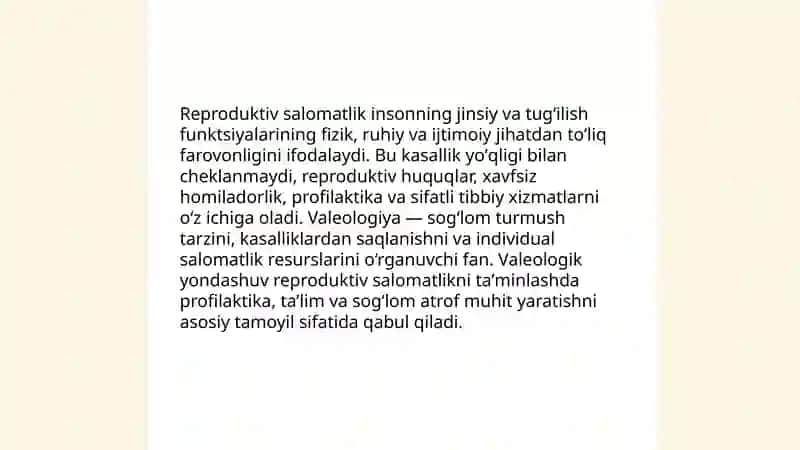 Reproduktiv salomatlikning valeologik tamoyillari 3