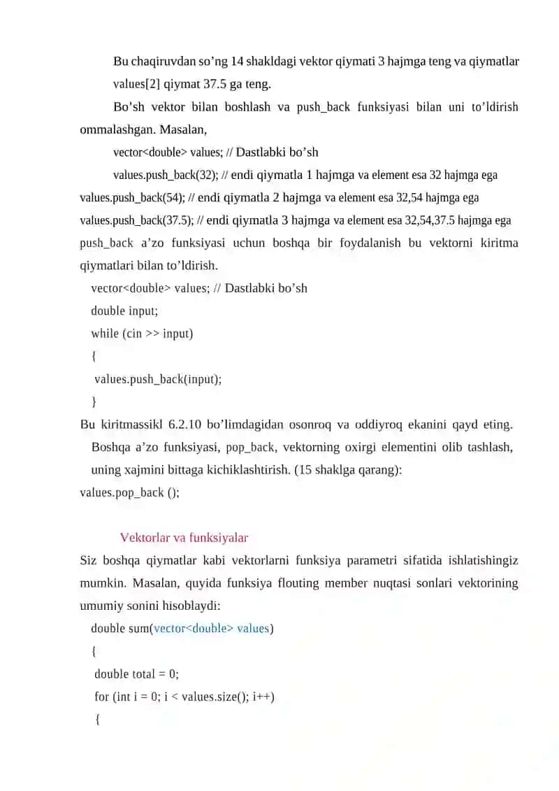 Vektorlar va ko’p o’lchovli massivlar bilan ishlash 3