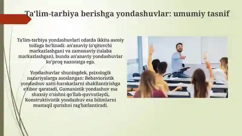 Tarbiya ta'limiga yondashuvlar: asosiy tushunchalar va turlari 3