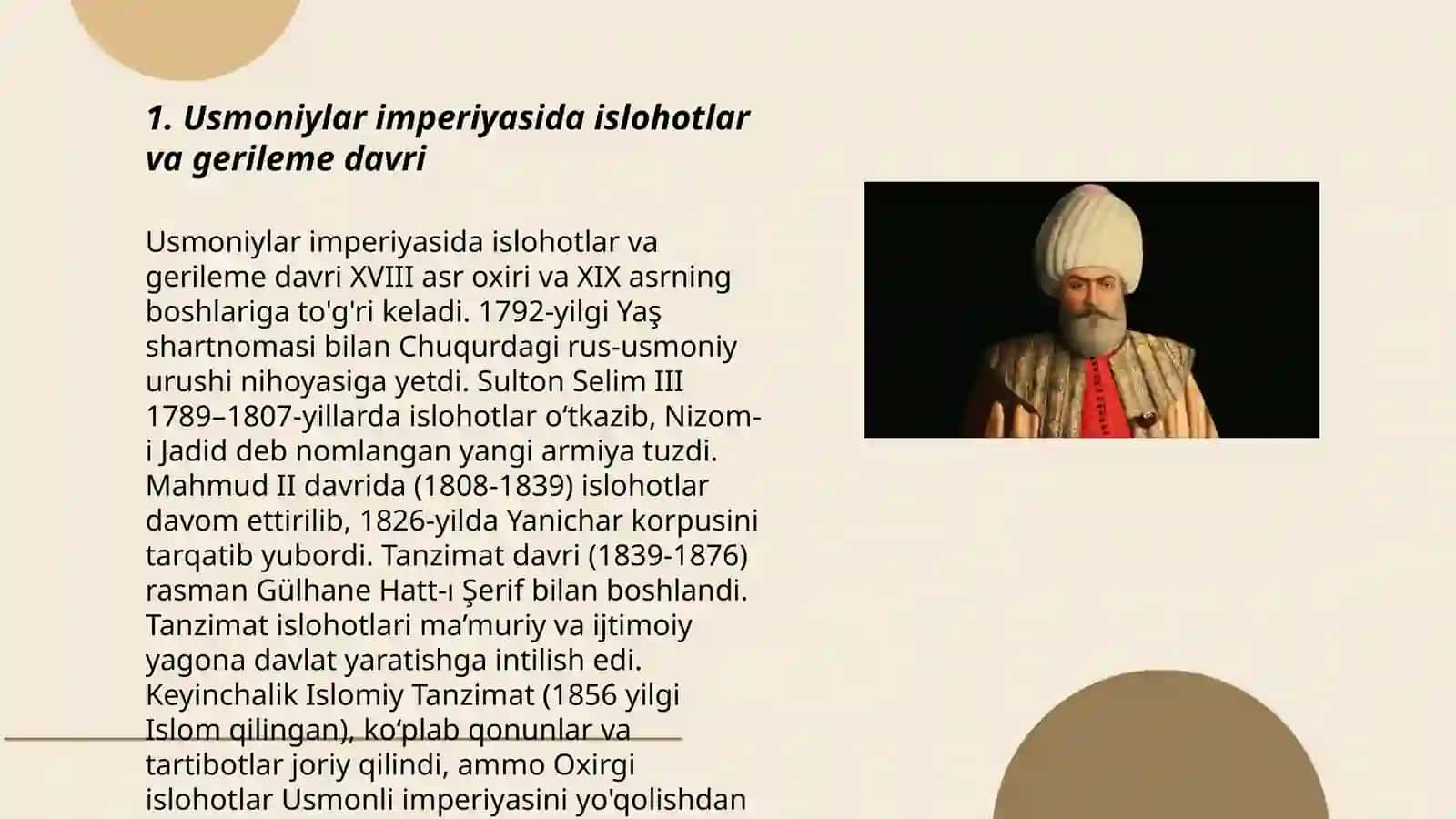 Usmoniylar imperiyasida islohotlar va gerileme davri 3
