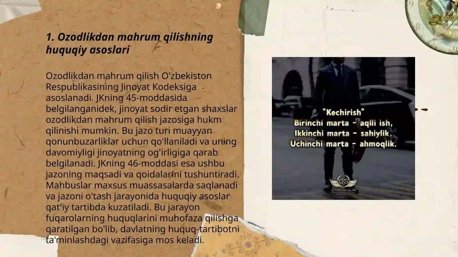 Ozodlikdan mahrum qilish tariqasidagi jazo ijrosini tashkil etish 3