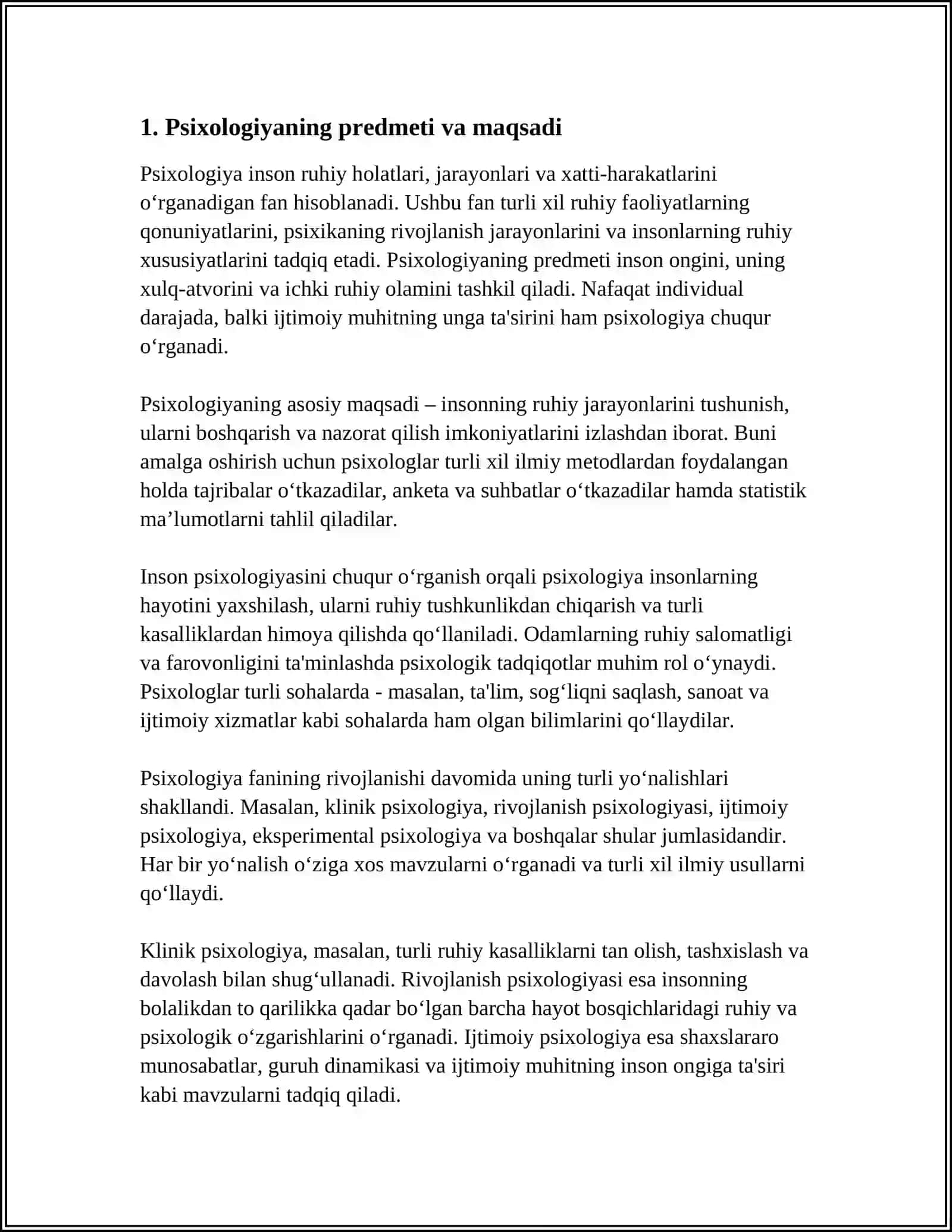UMUMIY PSIXOLOGIYA FANINING PREDMETI VAZIFALARI METODLARI 3