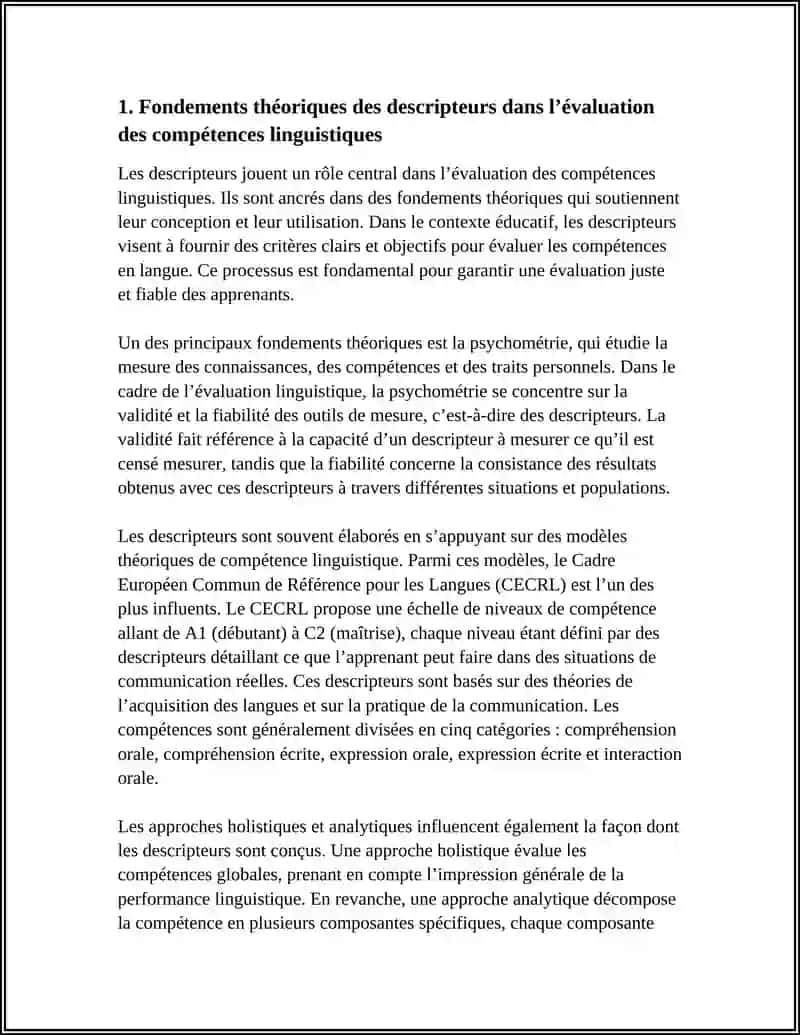 LES DESCRIPTEURS DANS L’ÉVALUATION DES COMPÉTENCES LINGUISTIQUES 3