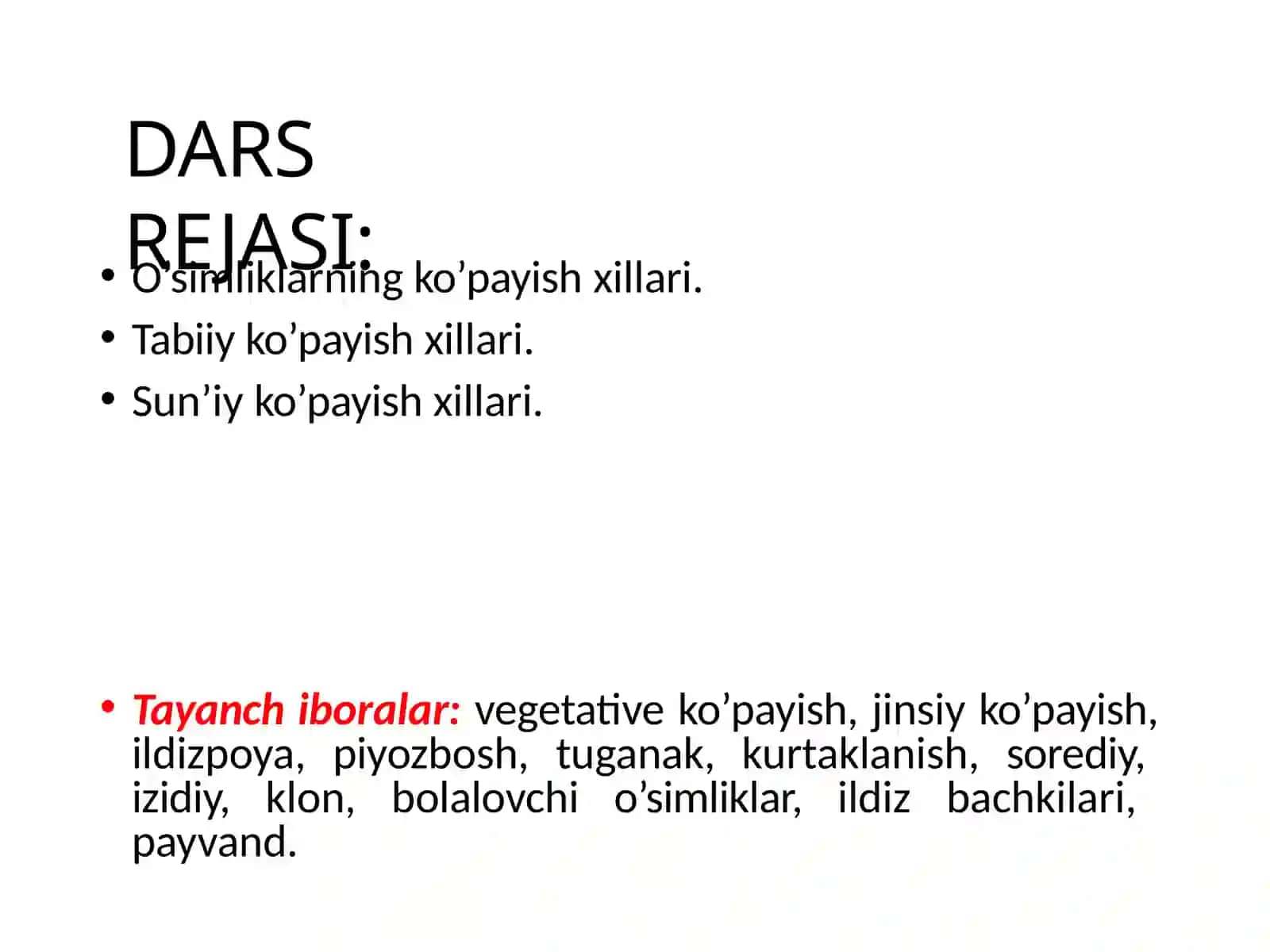 6-sinf Botanika dars ishlanma. O'simliklarning ko'payishi 3