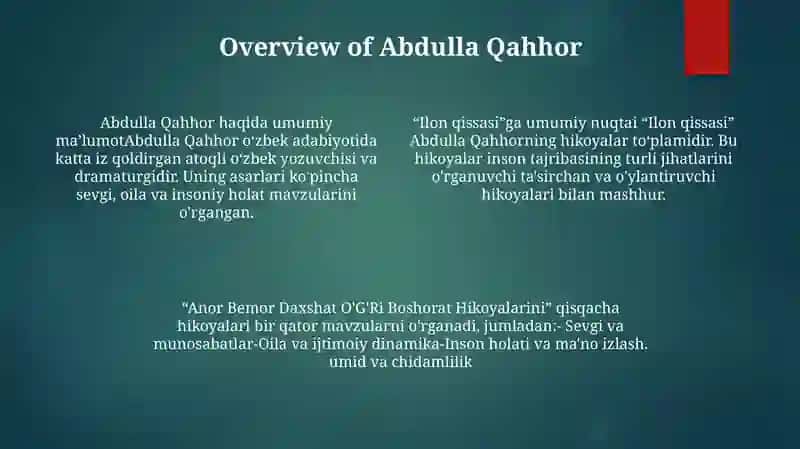 Abdulla Qahhorning Anor Bemor Daxshat OʻGʻRi Bashorat Hikoyalarini MazmuniVaGʻOyasi 3