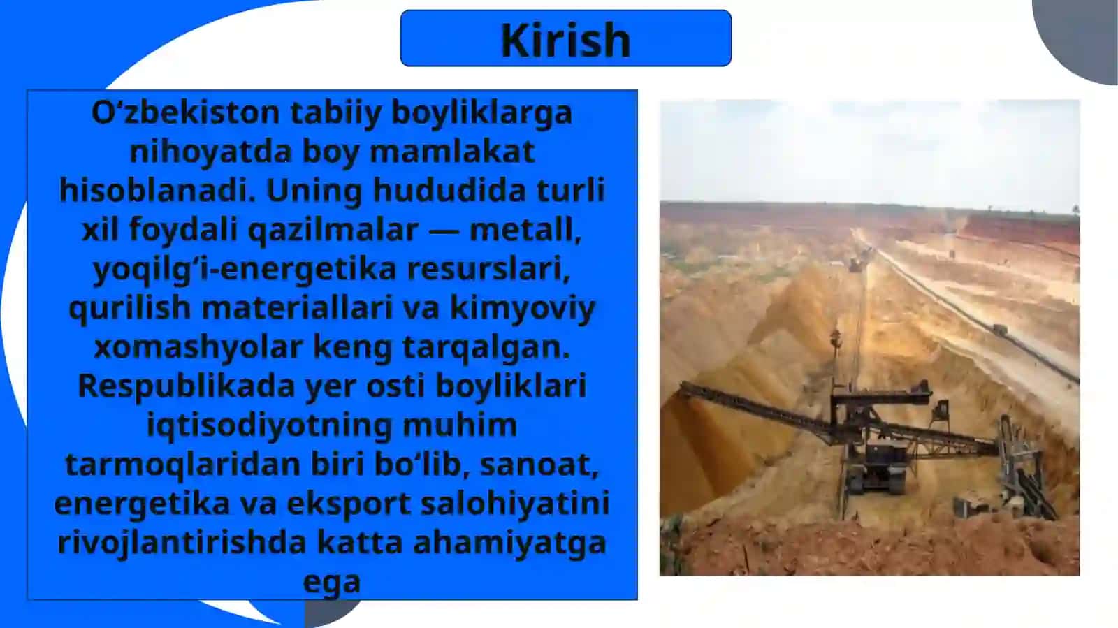 O’zbekistonda qazib olinadigan foydali qazilmalarning turlari va ahamiyati 3