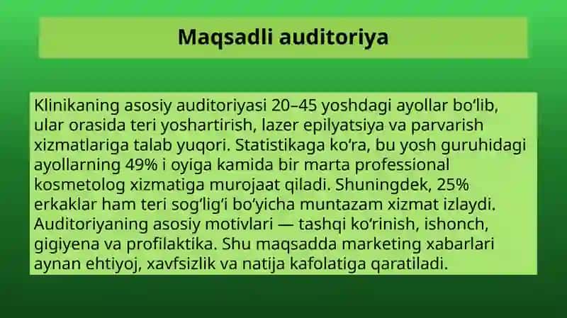 Kosmetologiya xizmatlari klinikasi loyihasi 3