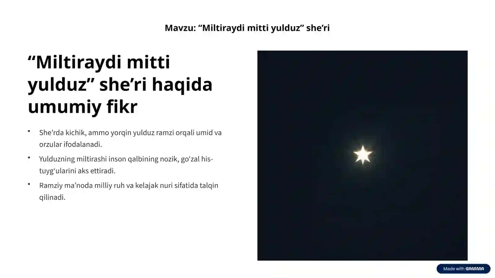 Abdulla Oripovning “Miltiraydi mitti yulduz” va “Burgut” she’rlari 3