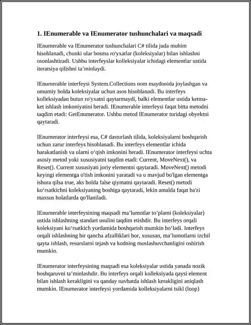 IENUMBERABLE VA IENUMERATOR INTERFEYSLARI 3