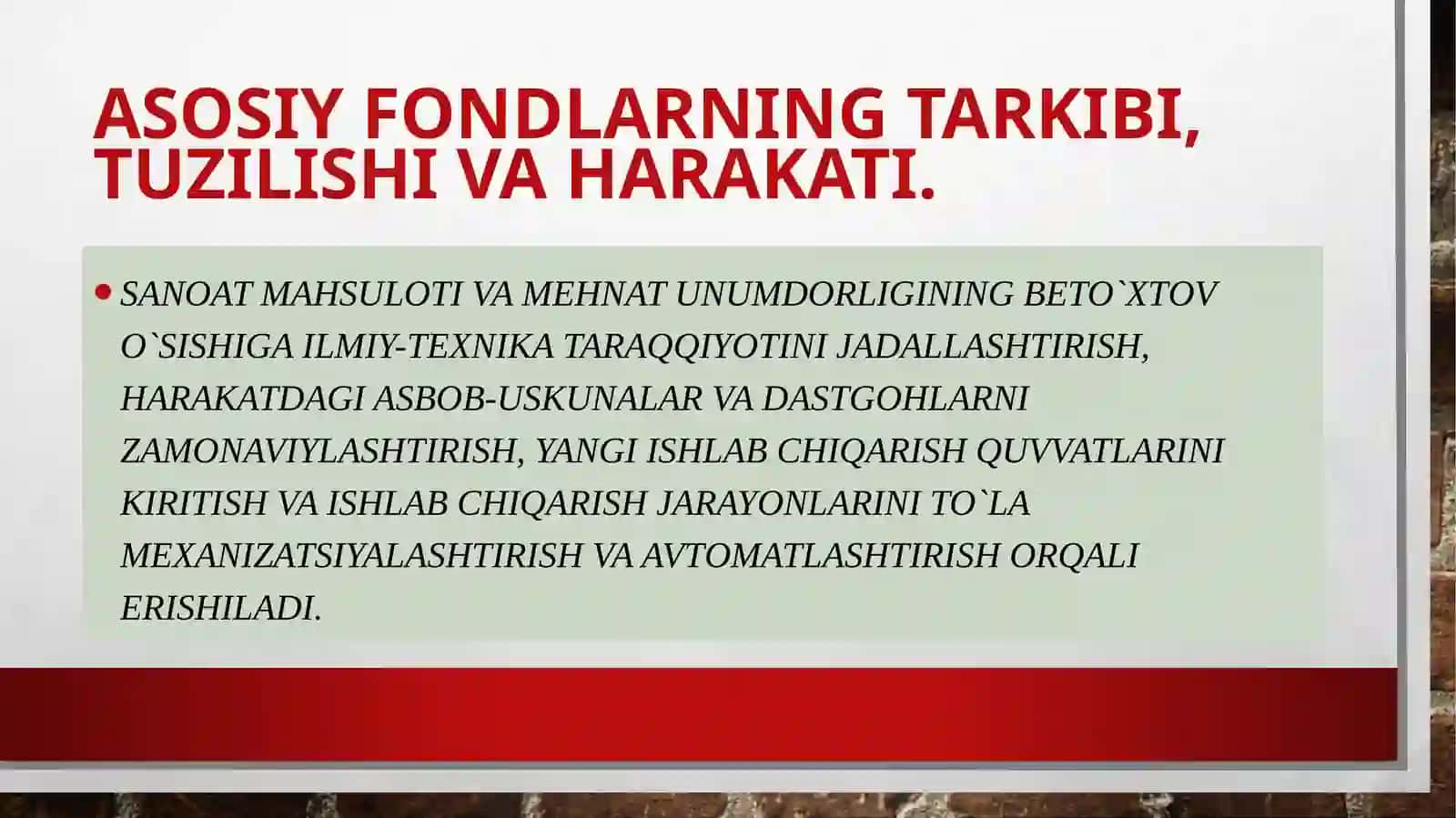 asosiy vositalar va boshqa oborotdan tashqari aktivlar tahlili 3