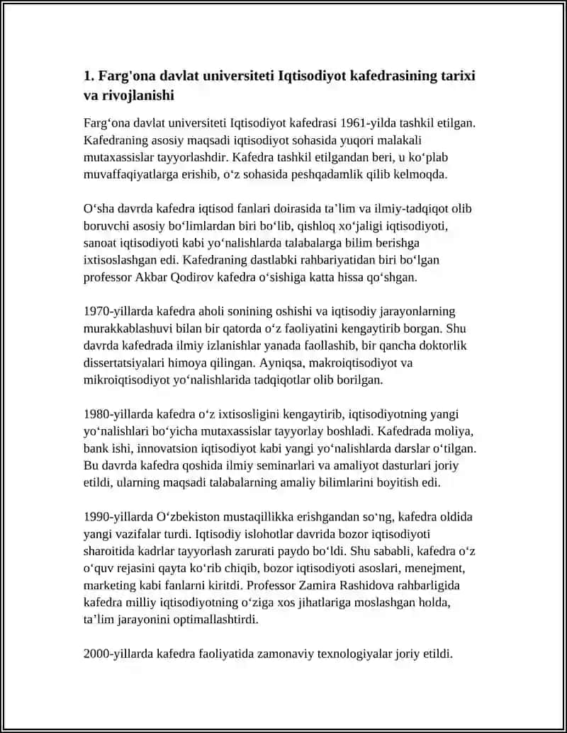 FARGONA DAVLAT UNIVERSITETI IQTISODIYOT KAFEDRASI REFERAT 3