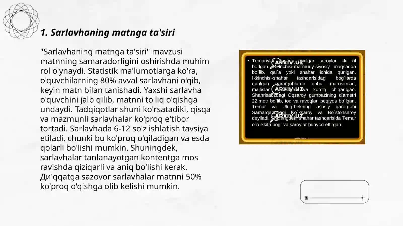 Sarlavha va matn munosabati 3