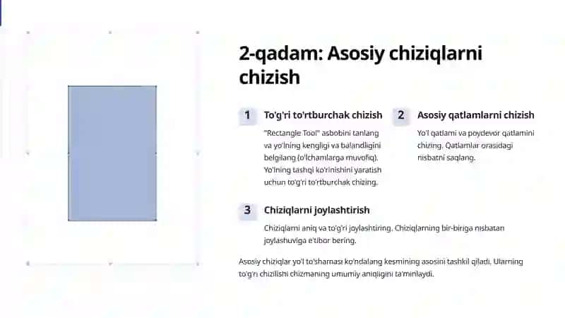 CorelDraw dasturida yo'l to'shamasi ko'ndalang kesmini chizishga kirish 3