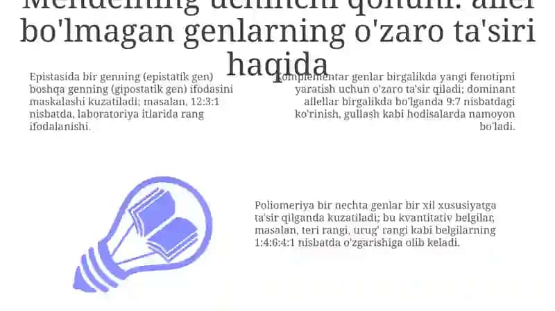 Mendelning uchinchi qonuni: allel bo'lmagan genlarning o'zaro ta'siri haqida 3