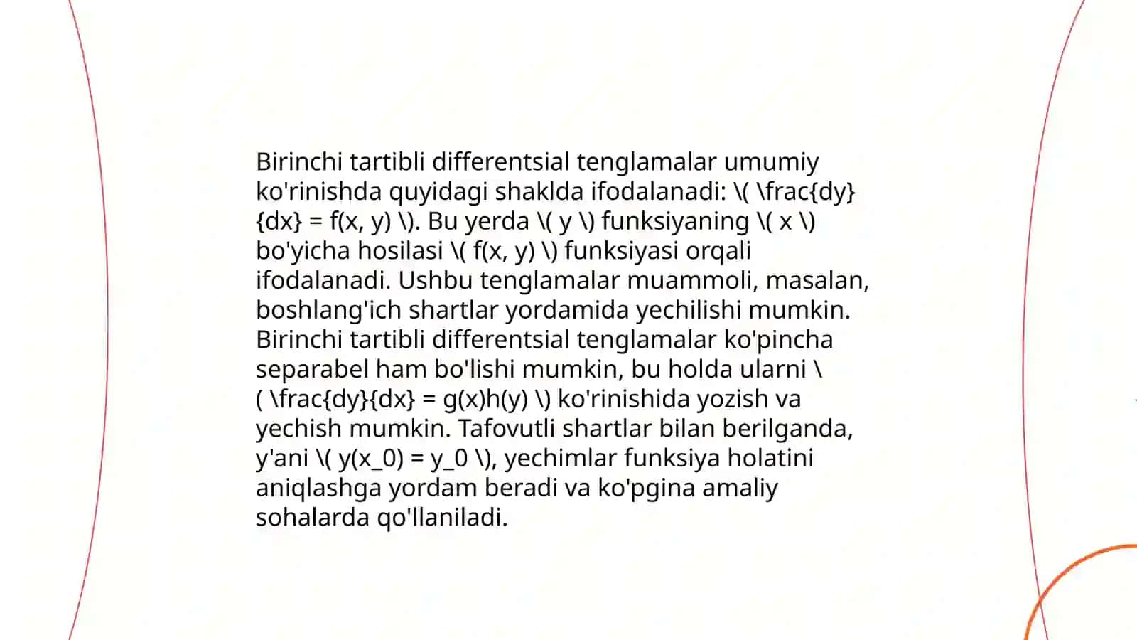 Differentsial tenglamalar va uning umumiy yechimlari 3
