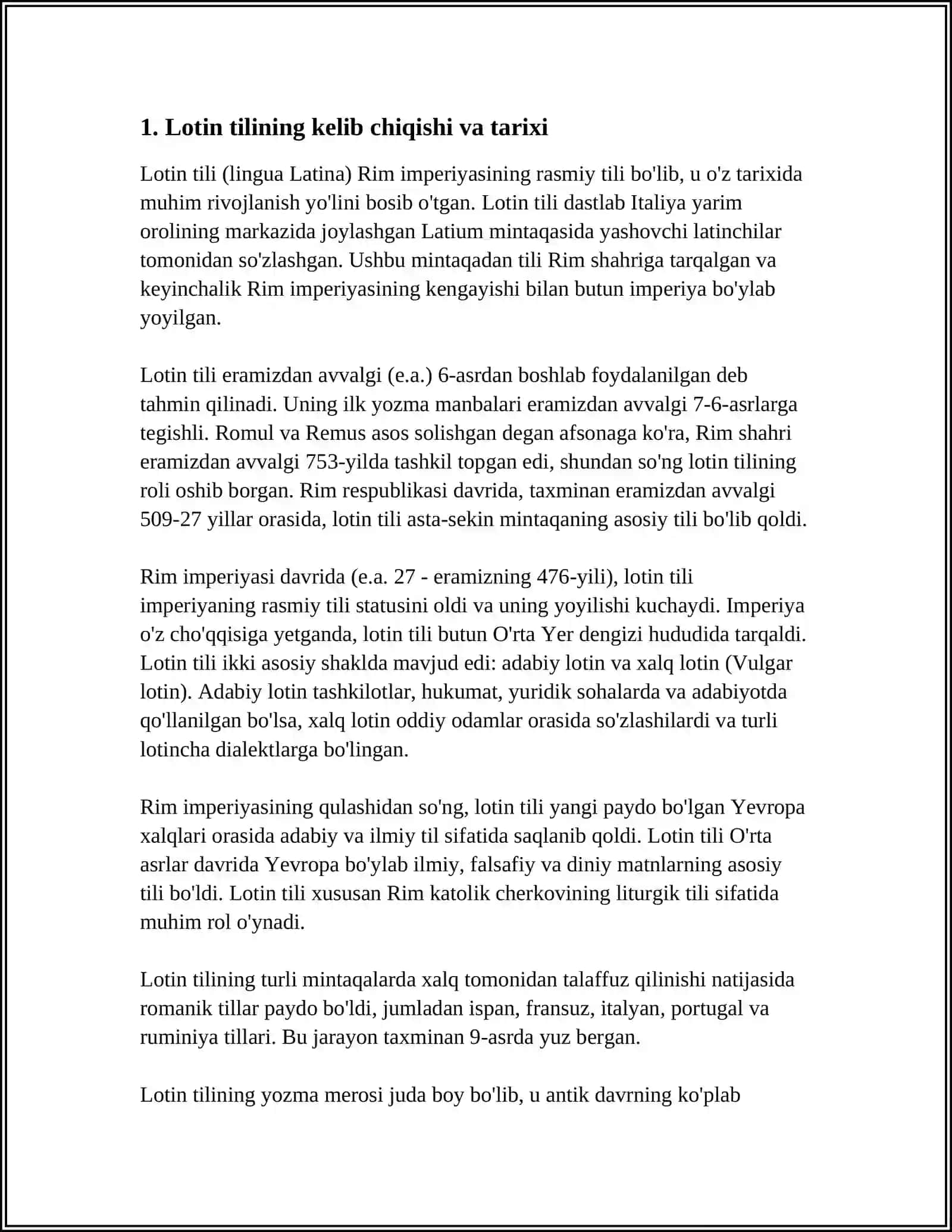 LOTIN TILI TARIXI, RIVOJLANISHI VA TIBBIYOTDAGI AHAMIYATI. LOTIN TILINI OʻRGANISH QOIDALARI 3