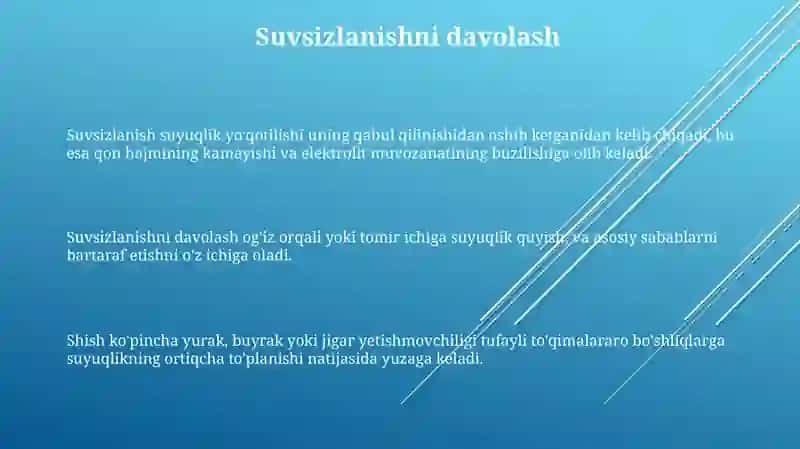 To’qima suyuqligi miqdorining o’zgarishi shish degidratatsiya 3