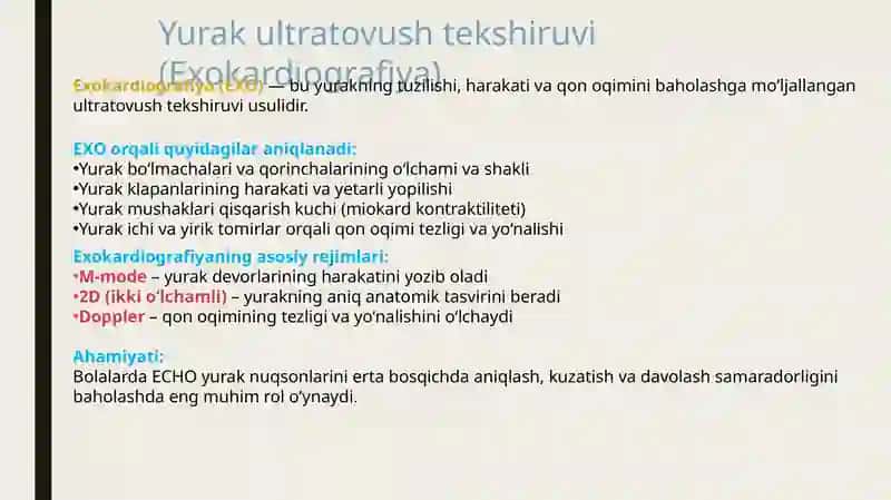 Bolalarda yurak va tomir tizimikasalliklarini ultratovush tekshirish usullari 3