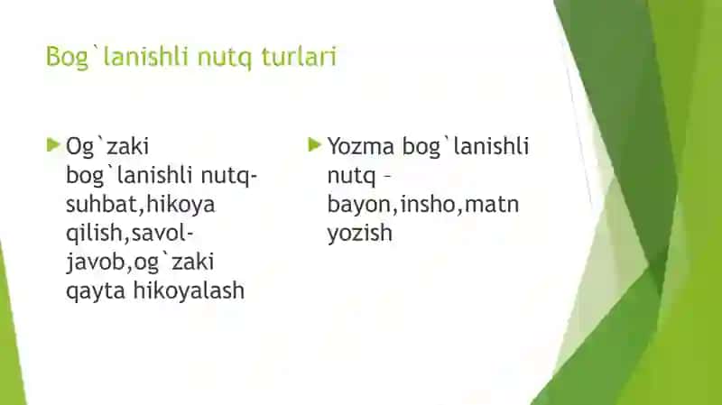 Bog'lashli nutq, og'zaki qayta hikoyalash va yozma bayon 3