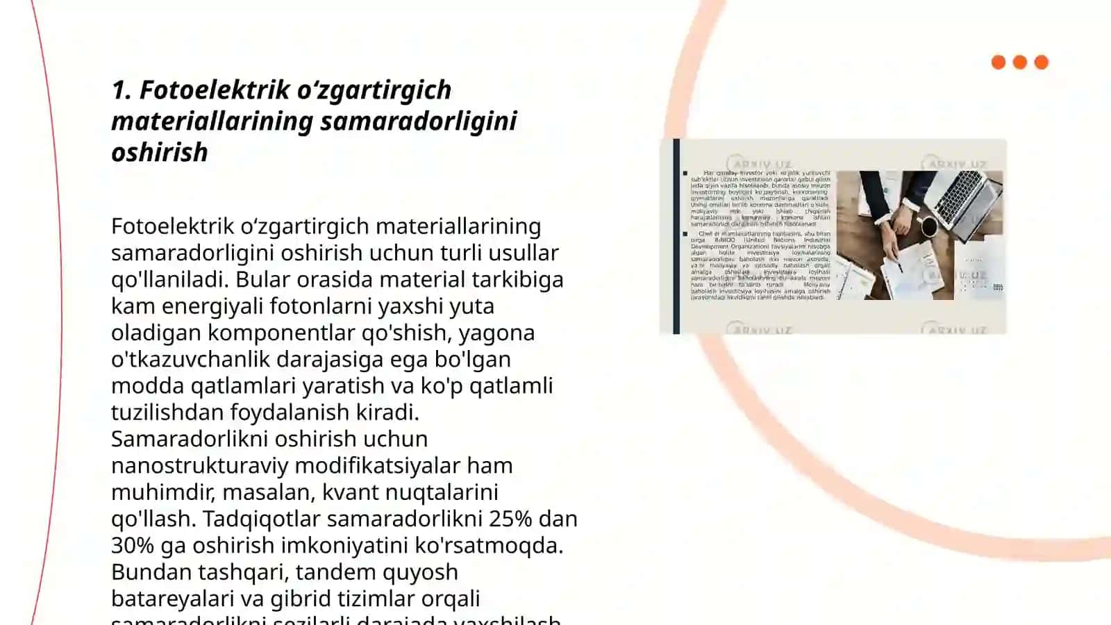 Fotoelektrik oʻzgartirgichlarning energiya samaradorligini oshirish usullari 3
