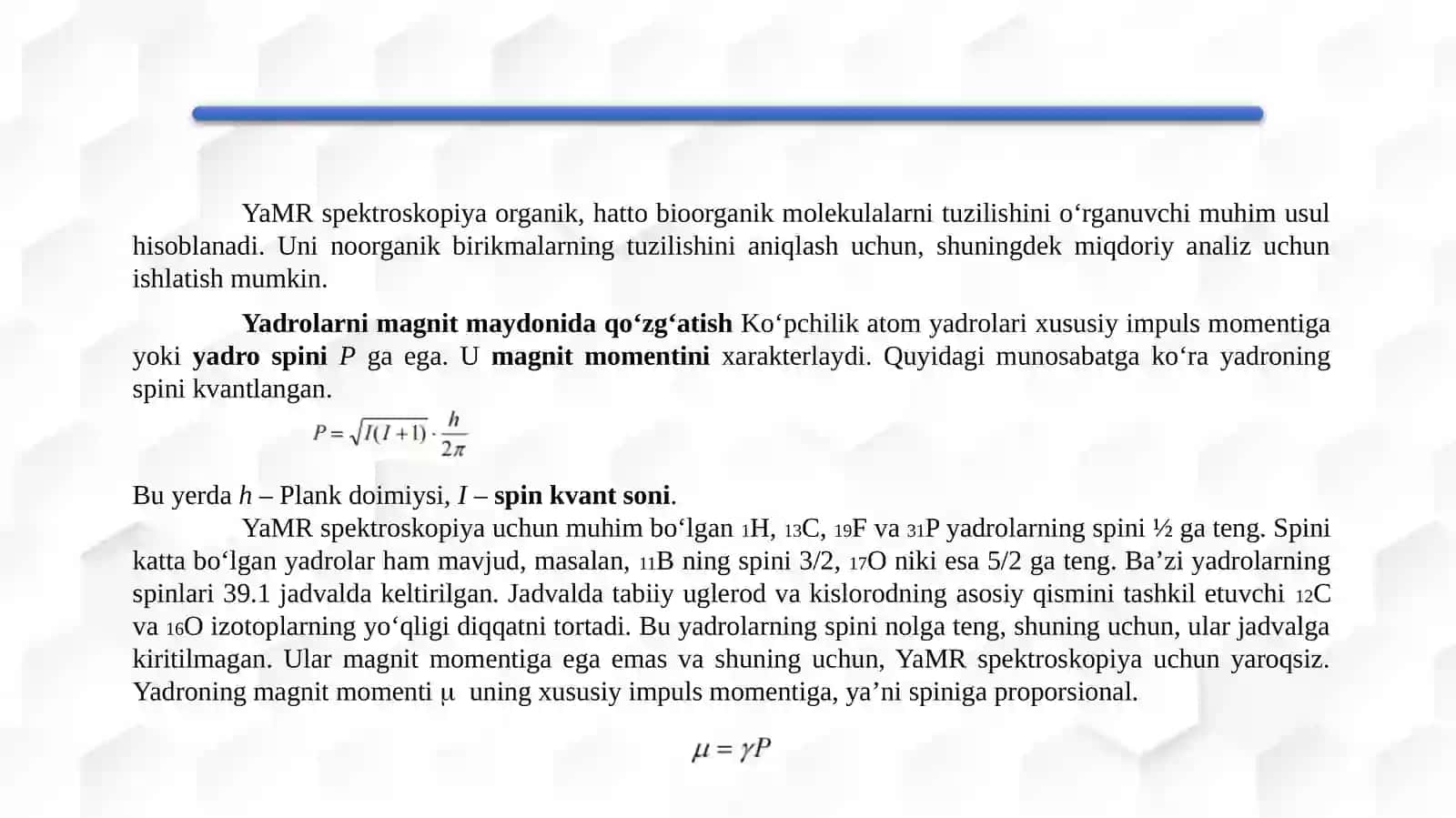 YaMRspektrometrning tuzilishi va moddalarining YaMR spektrolishi 3