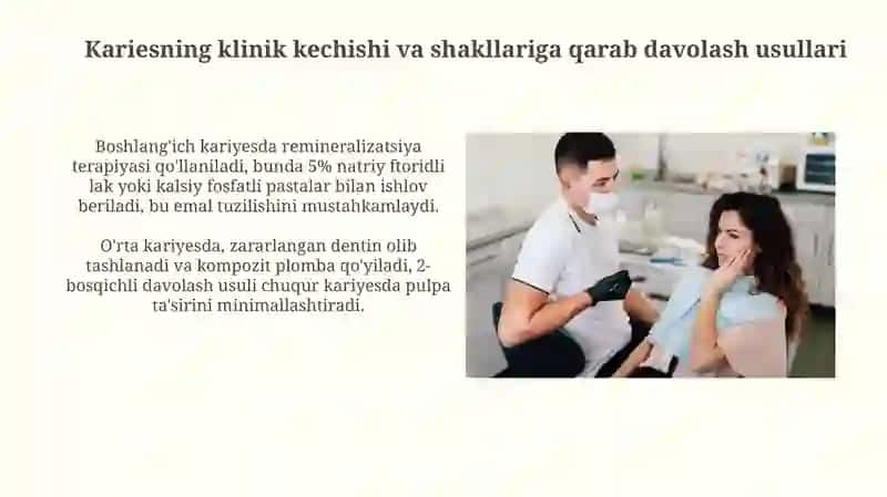 Yuza kariesni klinik kechishi va shakliga qarab davolash 3