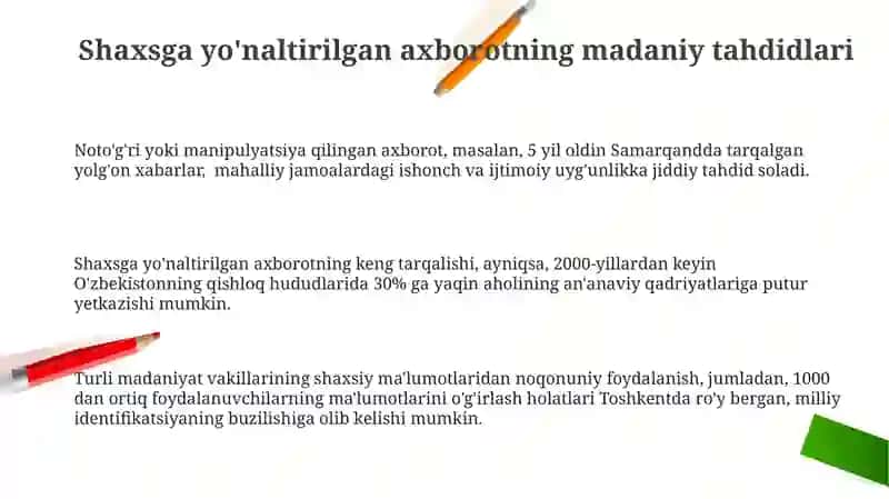 Shaxsga yo'naltirilgan axborot: psixologik, diniy va madaniy tahdidlar 3