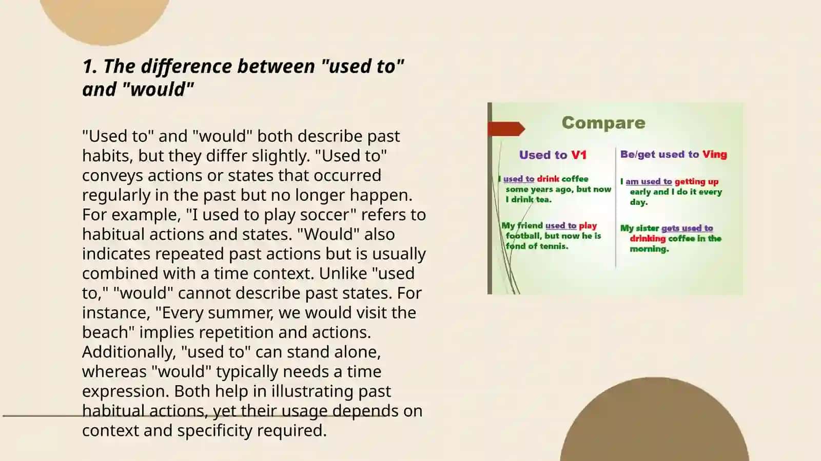 The difference between "used to" and "would" 3