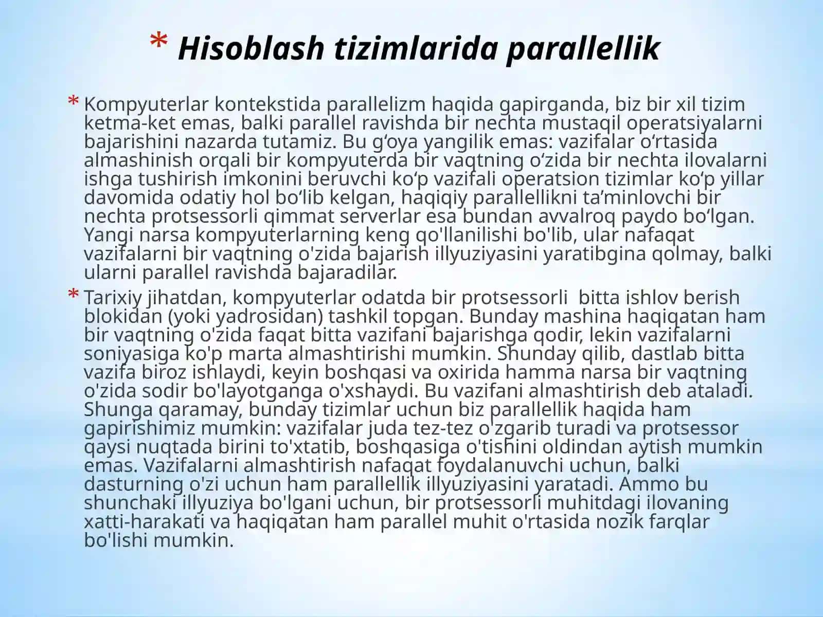 Parallelizm va parallelhisoblash muammolari 3