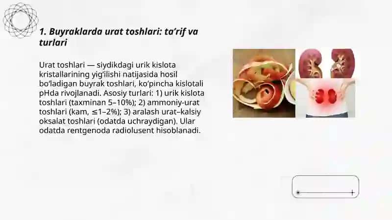 Buyraklarda urat toshlarining hosil boʻlishi va davolash yoʻllari 3
