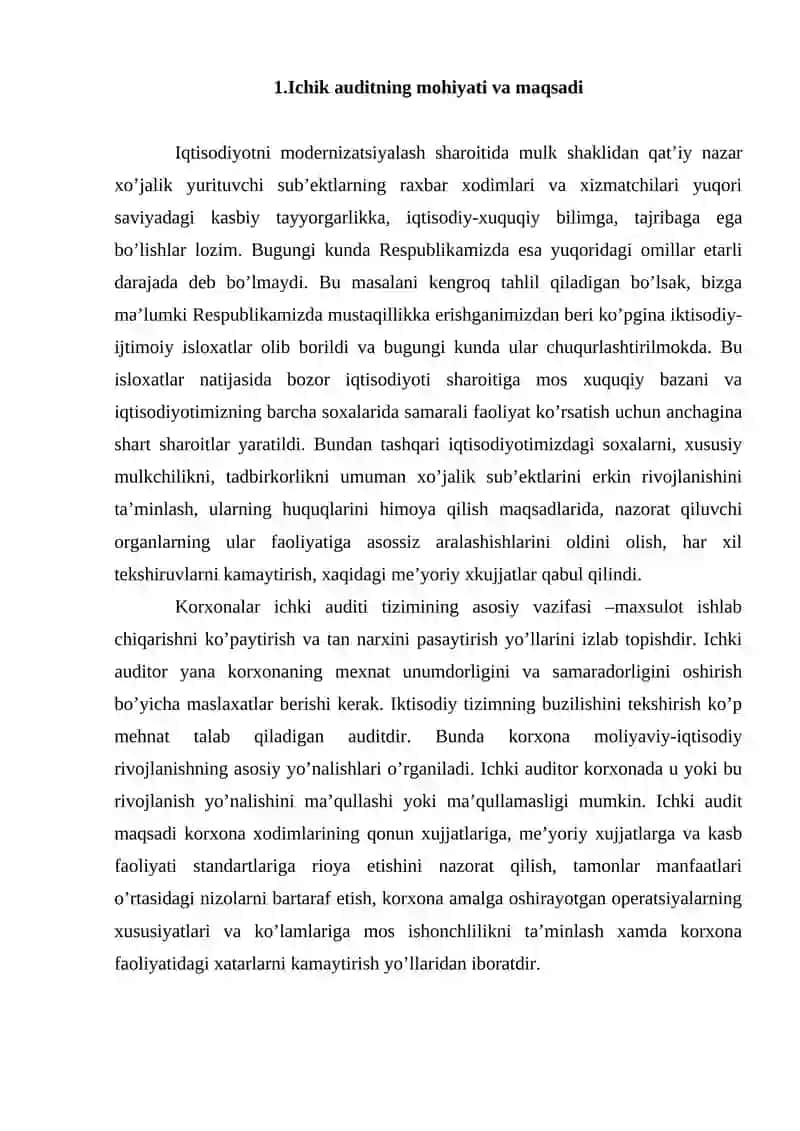 Ichki audit xizmati ishining samaradorligini baholash 3