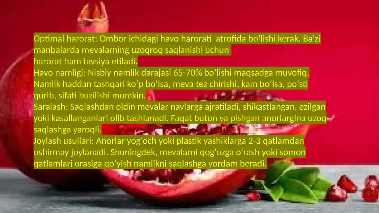 anor saqlash usullari taqdimot 3
