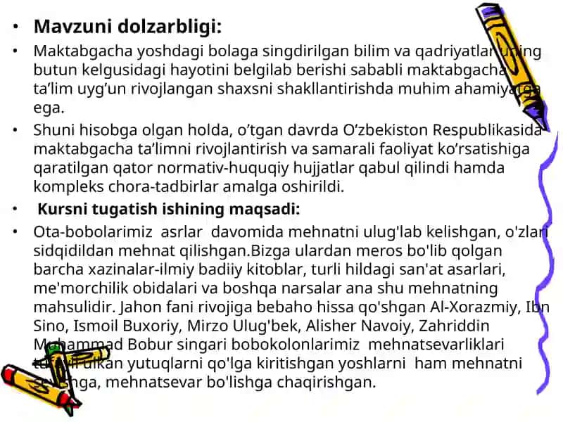 Maktabgacha yoshdagi bolalarni qo’l mehnatiga o’rgatish orqali ijodkorligini shakllantirish. 3