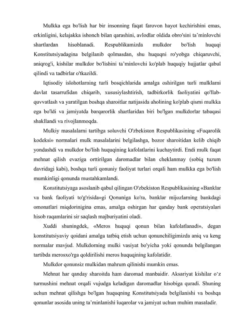 O‘zbekiston Respublikasi Konstitutsiyasida fuqarolarining iqtisodiy, ijtimoiy, madaniy va ekologik huquqlari. 3