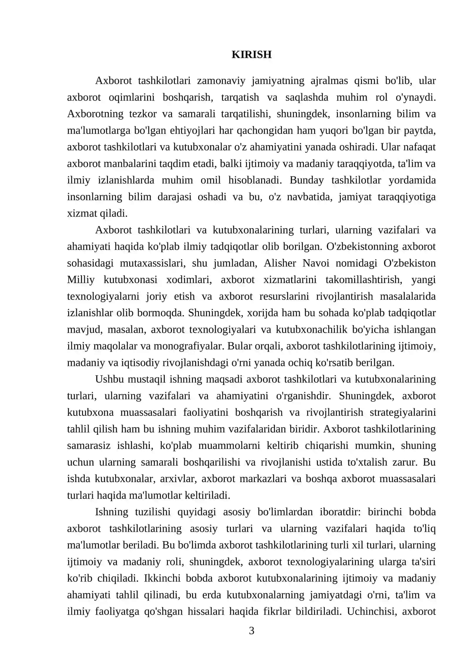 Axborot tashkilotlari. Kutubxonalar va axborot tashkilotlarining turlari. Axborot kutubxona muassasalari turlari 3