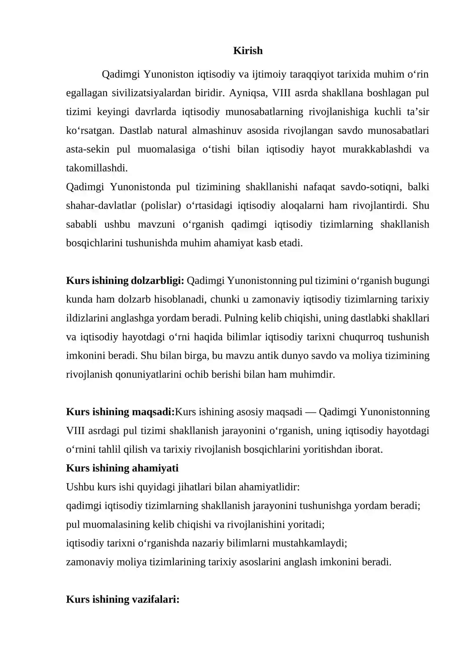 Qadimgi yunonistoning pul tizimi (VIII) KURS ISHI 3