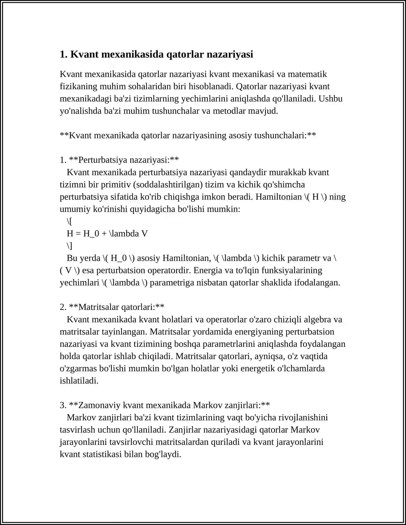 KVANT MEXANIKASI VA ENERGIYA TIZIMLARI TAHLILIDA QATORLARNING TATBIQLARI 3