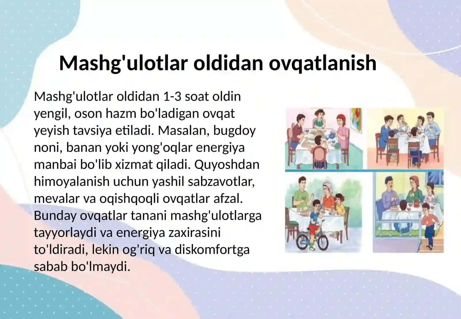 Jismoniy tarbiya va sport mashg'ulotlari davrida ovqatlanish gigiyenasi 3